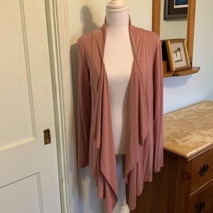 NWOT Urban Coco open cardigan with cascading ruffles. Size medium. Mauvy pink.